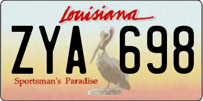 LA license plate ZYA698