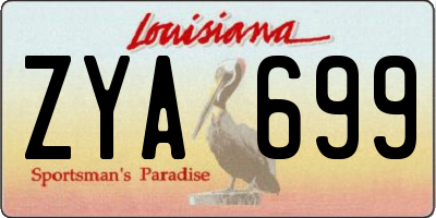 LA license plate ZYA699