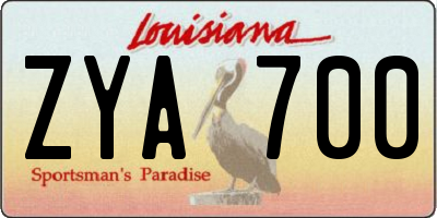 LA license plate ZYA700