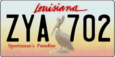 LA license plate ZYA702