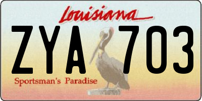 LA license plate ZYA703