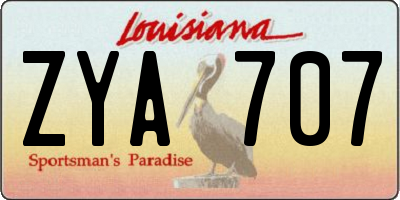 LA license plate ZYA707