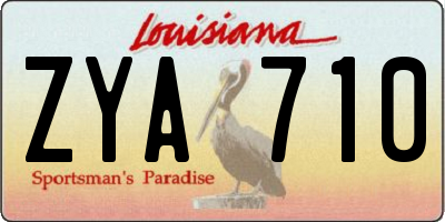 LA license plate ZYA710