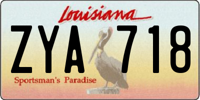 LA license plate ZYA718