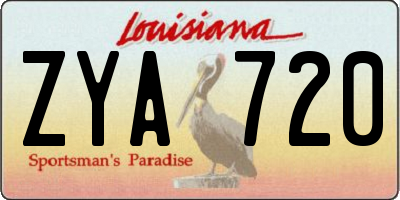 LA license plate ZYA720