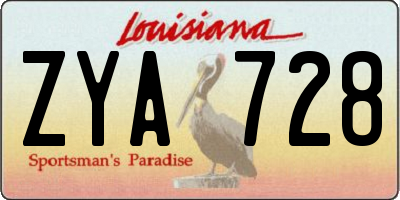 LA license plate ZYA728