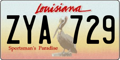 LA license plate ZYA729