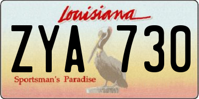 LA license plate ZYA730