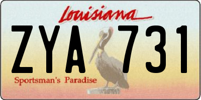 LA license plate ZYA731