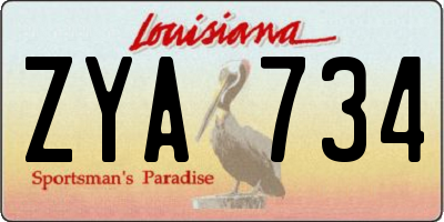 LA license plate ZYA734