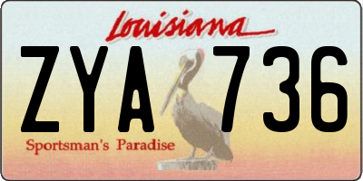 LA license plate ZYA736