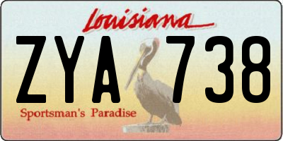 LA license plate ZYA738