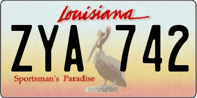 LA license plate ZYA742