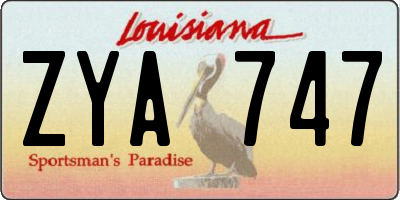 LA license plate ZYA747