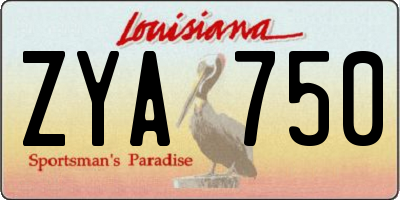 LA license plate ZYA750