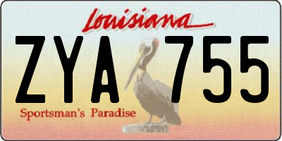 LA license plate ZYA755