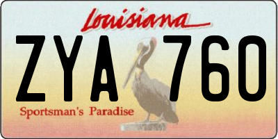 LA license plate ZYA760
