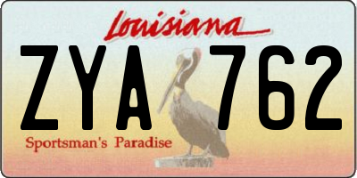 LA license plate ZYA762