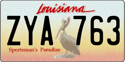 LA license plate ZYA763