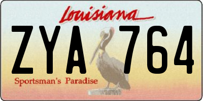 LA license plate ZYA764