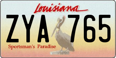 LA license plate ZYA765