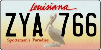 LA license plate ZYA766