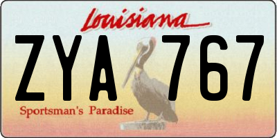 LA license plate ZYA767