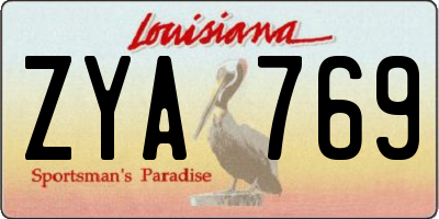 LA license plate ZYA769