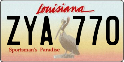 LA license plate ZYA770