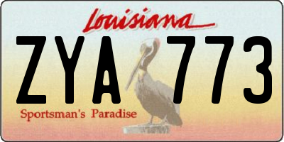 LA license plate ZYA773