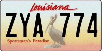 LA license plate ZYA774