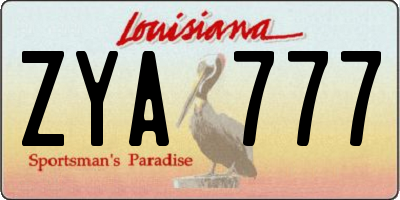 LA license plate ZYA777