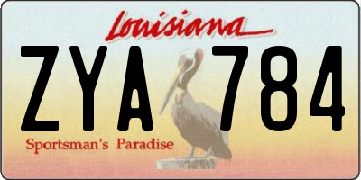 LA license plate ZYA784