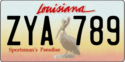LA license plate ZYA789