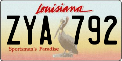 LA license plate ZYA792