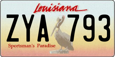 LA license plate ZYA793