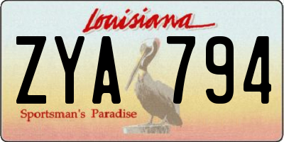 LA license plate ZYA794