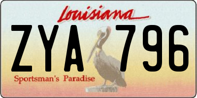 LA license plate ZYA796