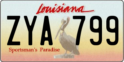 LA license plate ZYA799