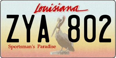 LA license plate ZYA802