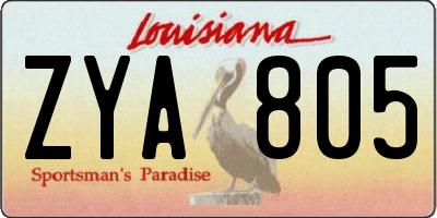 LA license plate ZYA805