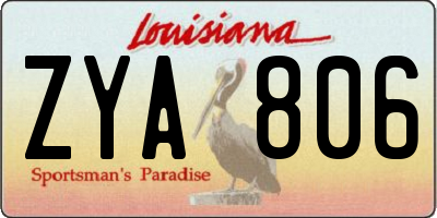 LA license plate ZYA806