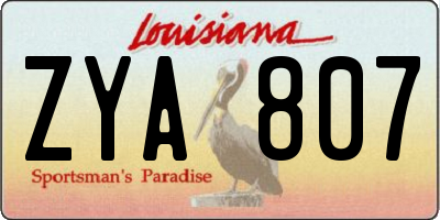 LA license plate ZYA807