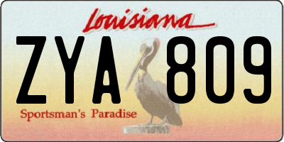 LA license plate ZYA809