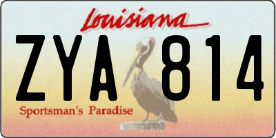 LA license plate ZYA814