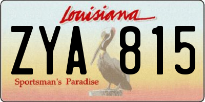 LA license plate ZYA815