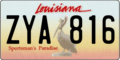 LA license plate ZYA816