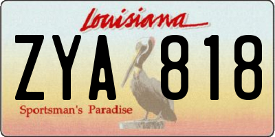 LA license plate ZYA818