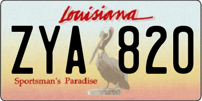 LA license plate ZYA820