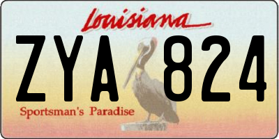 LA license plate ZYA824